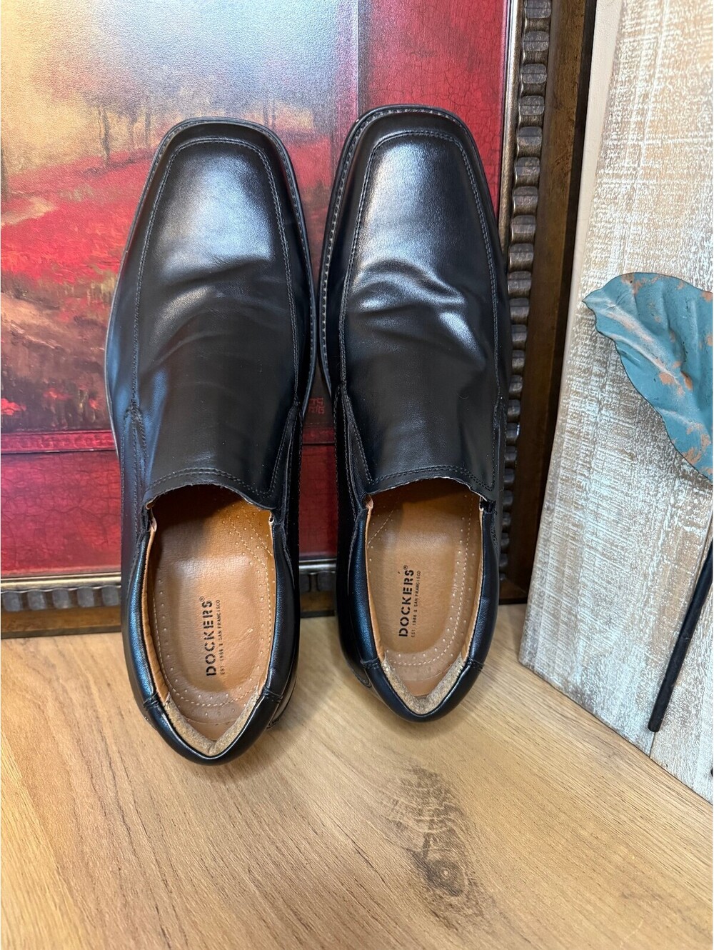 Dockers Men's Black Slip-On Dress Shoes Square Toe Size 12